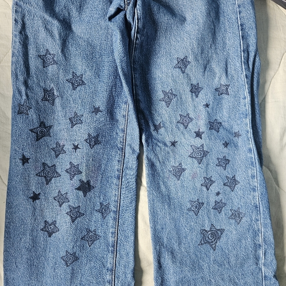 GARAGE Wide Leg Star Print Denim W 24 / Size 0 - Picture 3 of 9